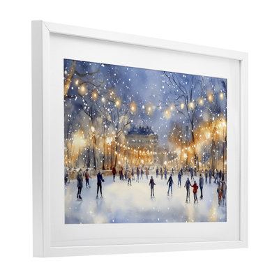 «Ice Skating Under The Lights», reproduction encadrée sous verre, design by Creative Studio
