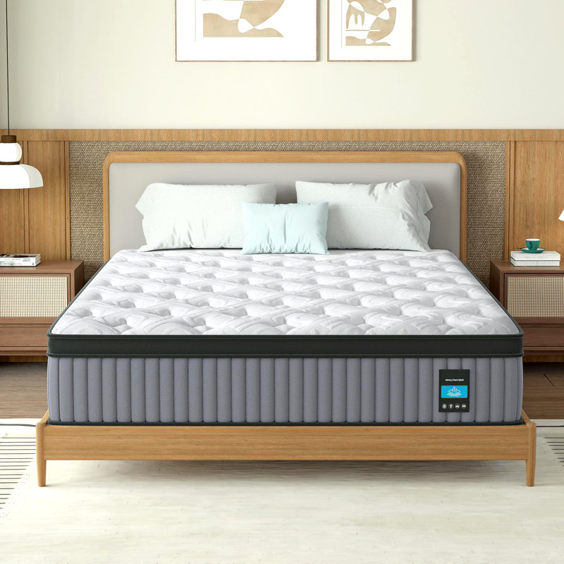14 Inch King Hybrid Mattress, Memory Foam & Pocket Spring Bed, Cooling Ergonomic Mattress for Pressure Relief, Back & Hip Support