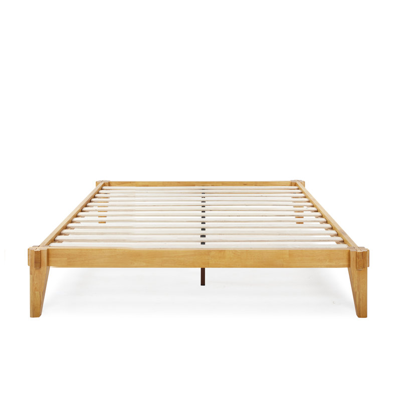 Jamerian Solid Wood Platform Bed Frame Without Headboard, Modern Bed, Queen, Natural