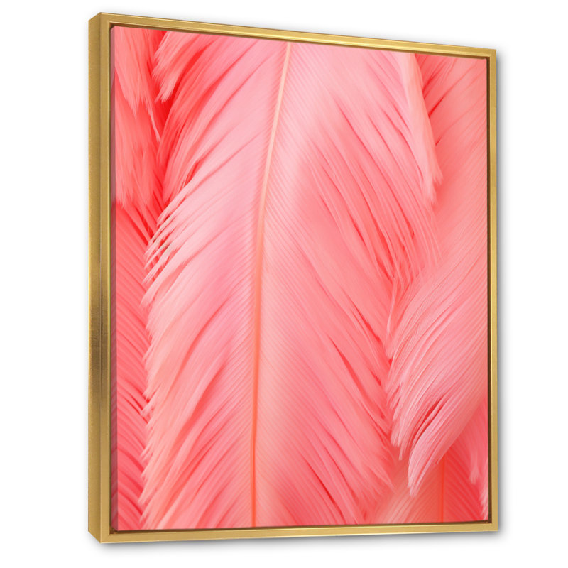 Boho Glam Pink Feather Elegance, reproduction sur toile encadrée, Cadre flottant doré, H 20 po x l 12 po
