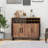 Home Wine Bar Cabinet With 3 Doors And Adjustable Shelves