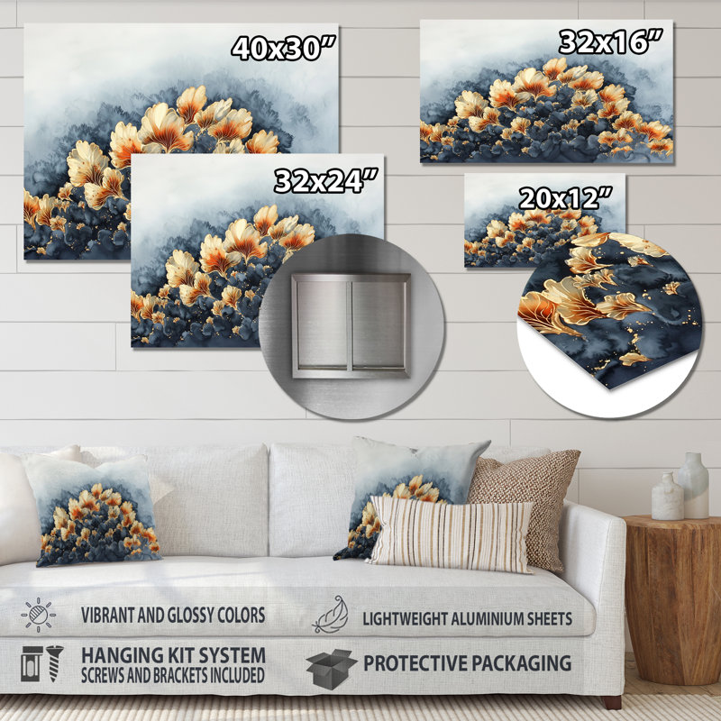 Bord de rivière liquide, Agate III - décoration murale nautique en métal, H 28 po x l 60 po x P 0,84 po