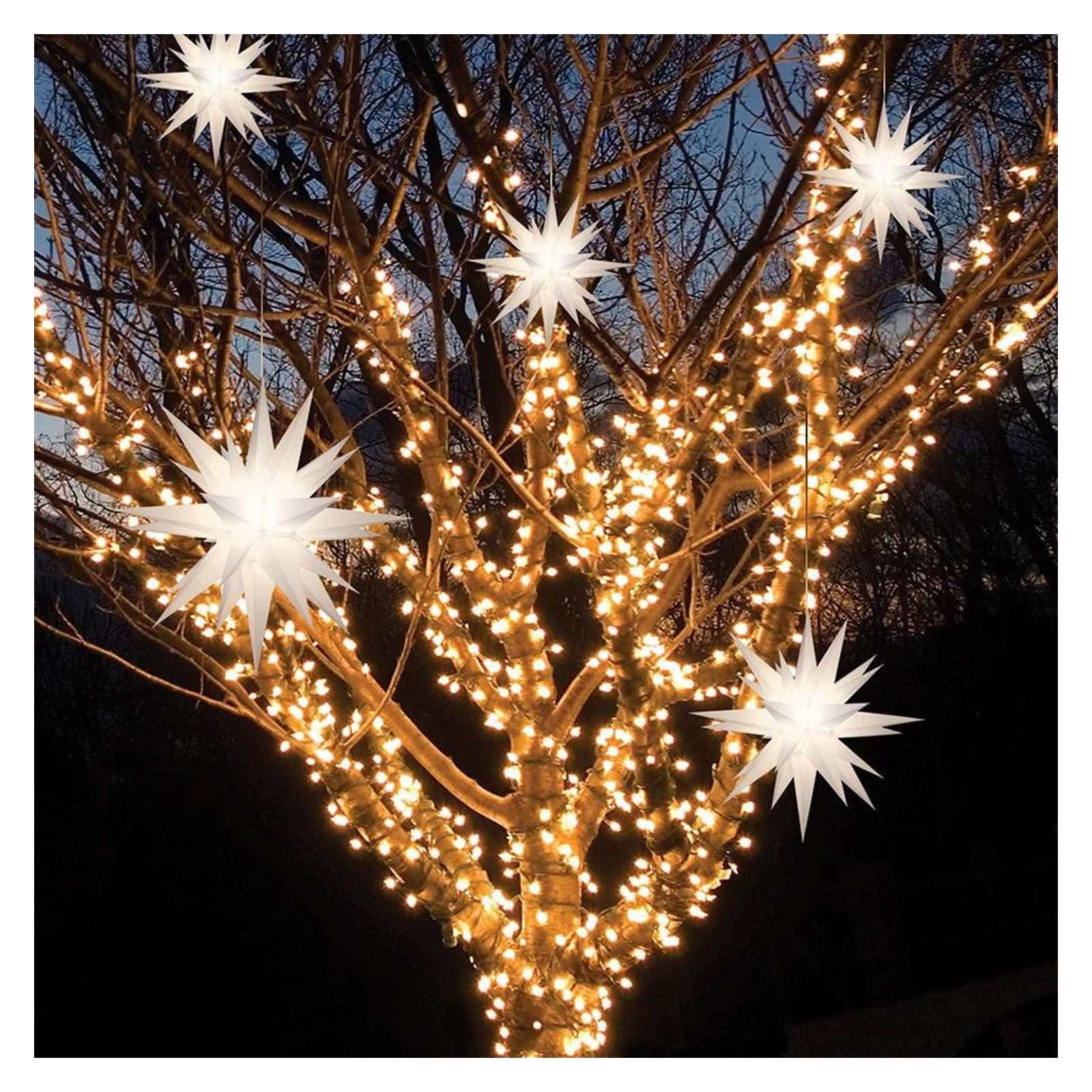 Prelit LED Christmas Holiday Star Tree Topper, 21" H x 21" W x 21" D
