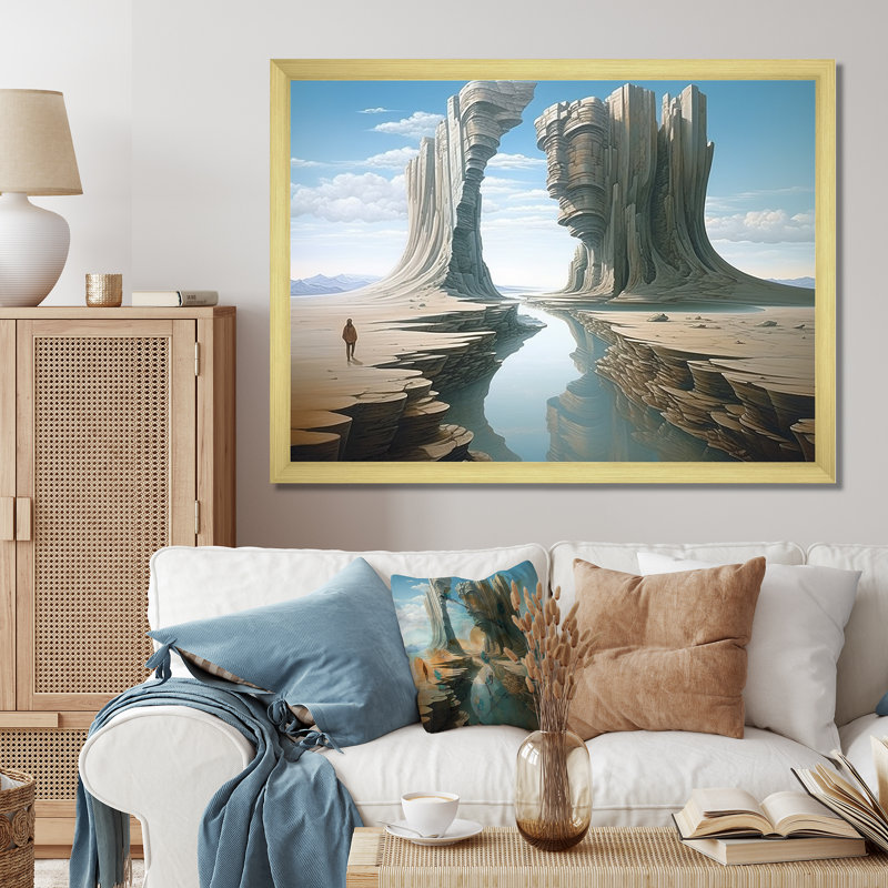 «Mind-Blowing», art mural surréalisme, H 30 po x l 40 po x P 1,5 po, Cadre d'angle fermé doré