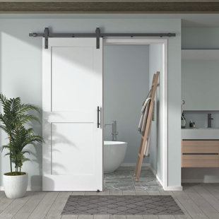 80'' Two Panel Shaker Door With Single Barn Door Hardware Kit