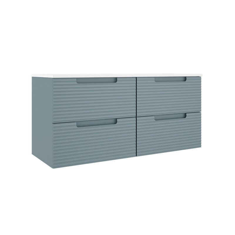 Meuble-lavabo double mural 48 po avec comptoir en céramique Moncler, Bleu
