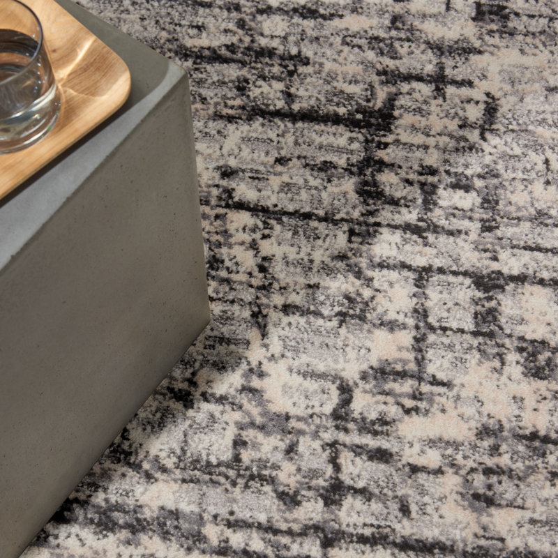 Rush Abstract Grey/Ivory Area Rug, Runner 2'3" x 7'3"