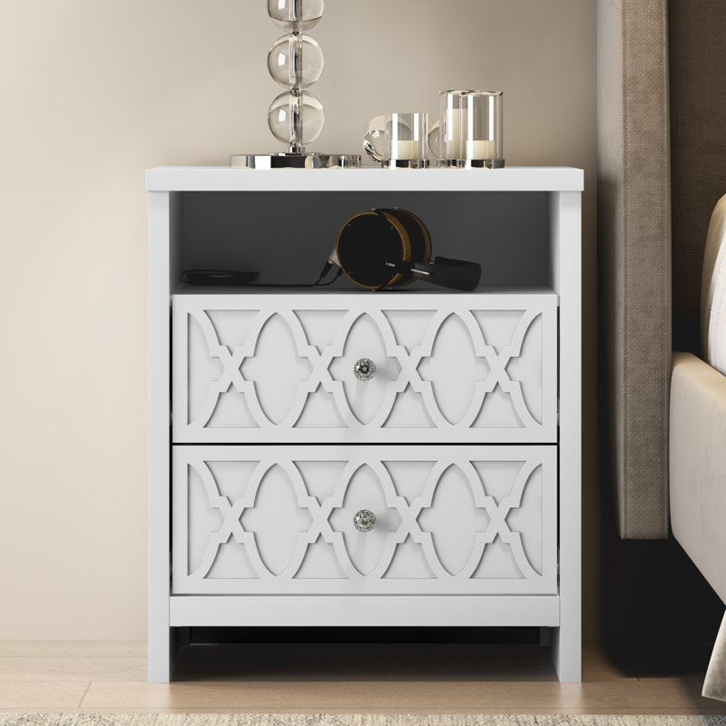 Chessani 26.8" 2 Drawer Nightstand, White, Individual