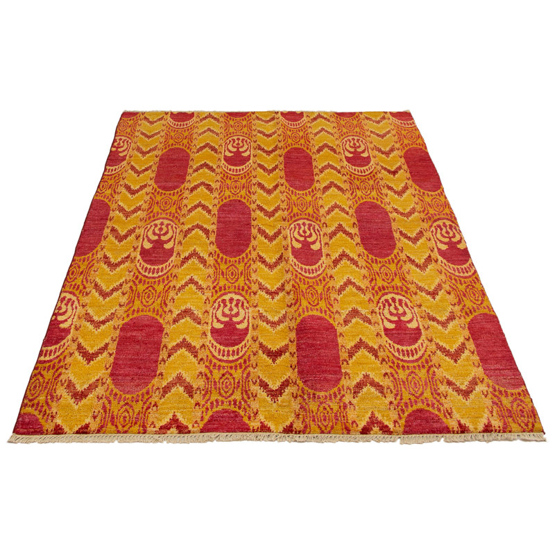 Tapis en laine dorée shalimar 6 pi x 9 pi 1 po one-of-kind à la main-noué la 2010 Céline