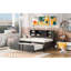 Lit de jour en métal avec couchette, tablettes de rangement et ports USB-693496404