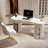 White Free Form Stone+Solid + Manufactured Wood+Leather with 4 drawers desk-109771881