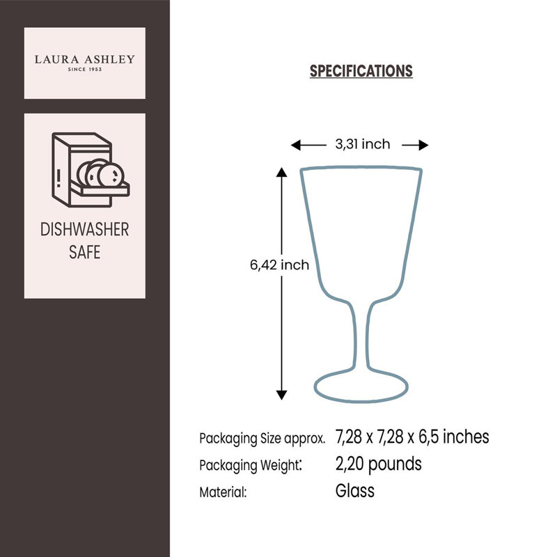 Clear Hand-Blown 9.1 oz Wine Glass Set of 4