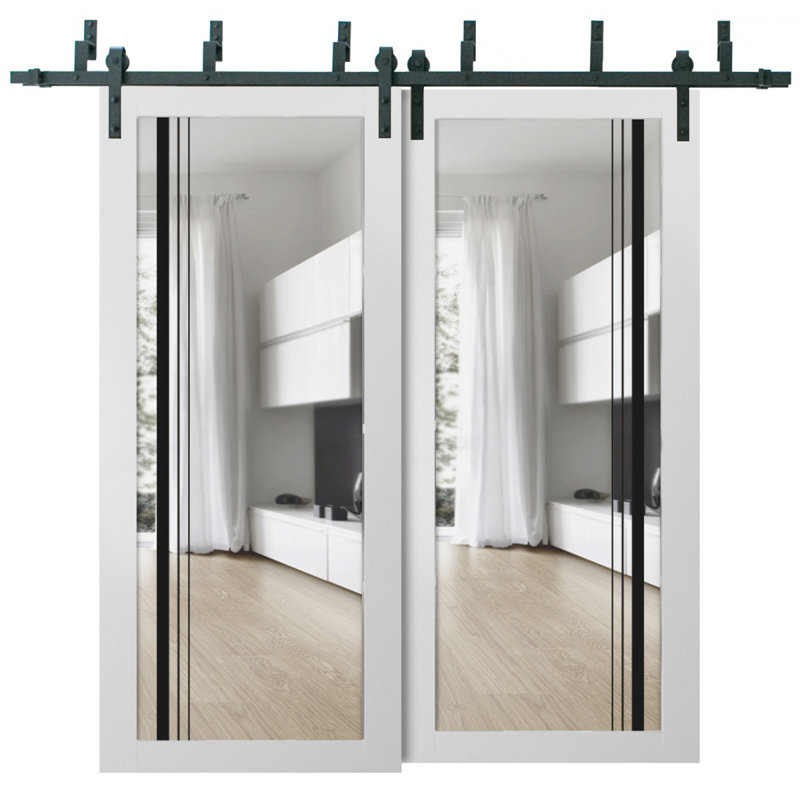 Porte de grange en bois lambrissé sans trousse de quincaillerie d'installation, 72 po x 80 po