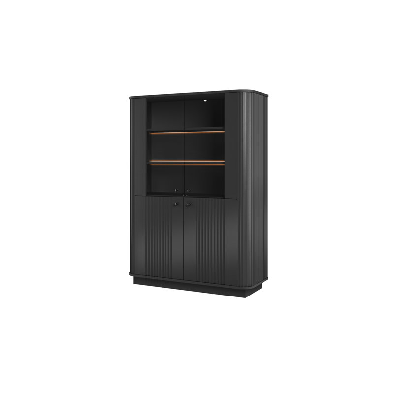 Glass 103 cm W Display Cabinet, Black