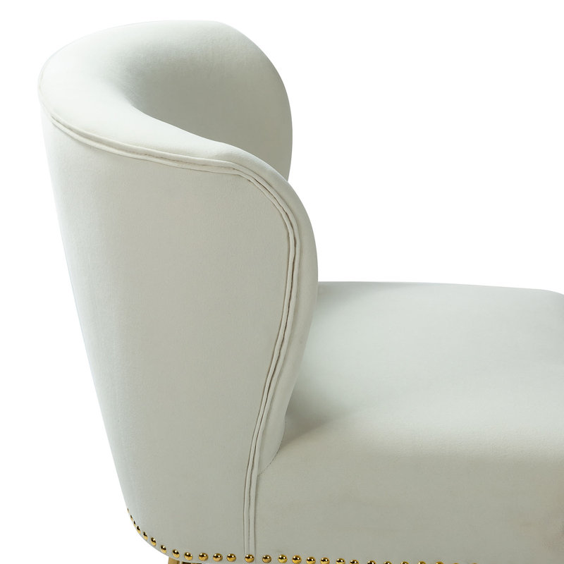 Clive Velvet Side Chair, Ivory Velvet