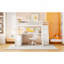 Lit mezzanine double avec 7 tiroirs, 2 tablettes et bureau - Blanc-1461603884