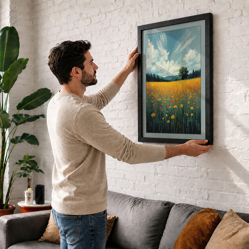 Wildflower Meadow Botanical - Print, A2 - 59.4 x 42.0 cm, Walnut