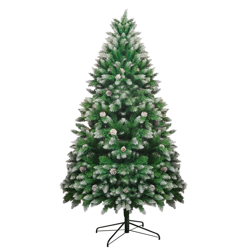 White Sprayed Christmas Tree With Pinecones, 7FT, Not Pre-Lit