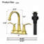 Robinet de lavabo de salle de bain en métal brossé de 4 pouces avec bec pivotant à arc haut pivotant à 360 degrés et bonde escamotable