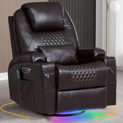 Fauteuil inclinable électrique à bascule inclinable, sièges de cinéma inclinables électriques à deux moteurs avec chaleur et massage, lumières DEL, coussin lombaire, ports USB, pour le salon