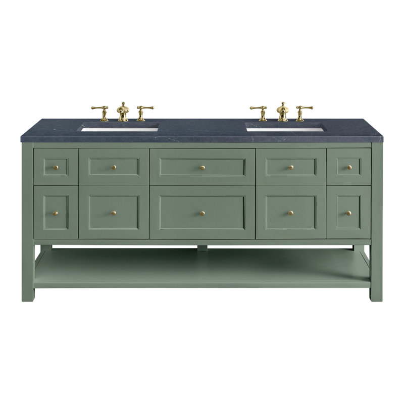 Breckenridge 72'' W Double Vanity, Charcoal Soapstone, Smokey Celadon, 8" Widespread