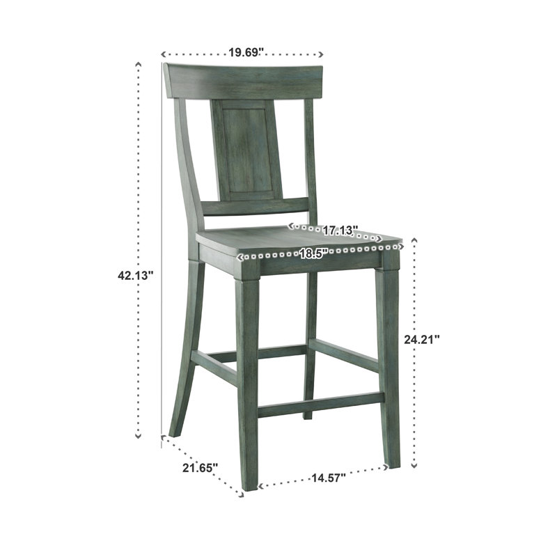 Alyra 4 - Person Extendable Solid Wood Top Four Leg Dining Set, Antique Sage