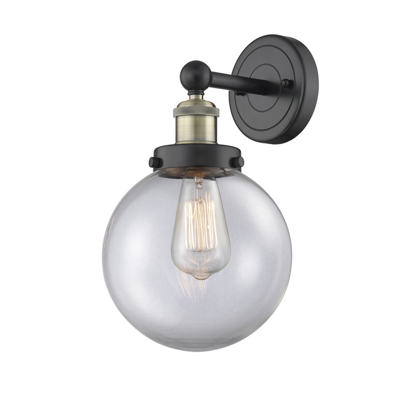 Chalkhill Armed Sconce, Clear, Black Antique Brass