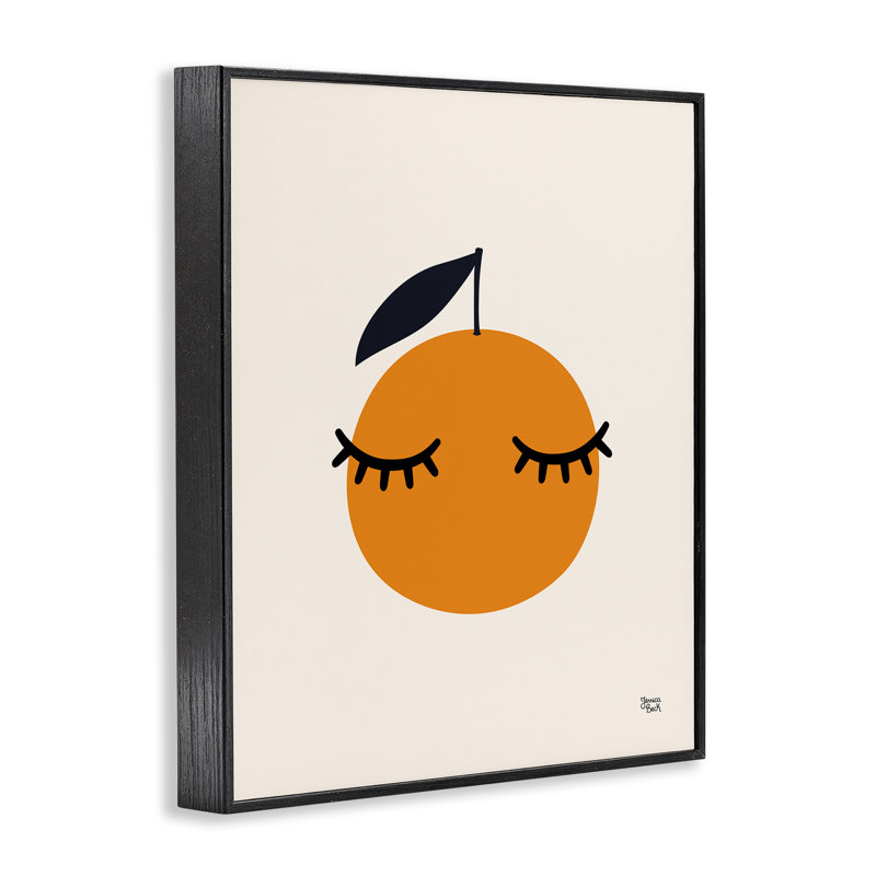 Orange avec cils, estampe numérique encadrée par Jessica Beck, Giclée encadrée noir minuit, H 14 po x l 11 po