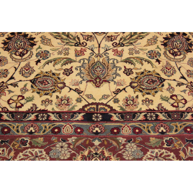 Tapis oriental en laine ivoire / mauve 9 pi 2 po x 12 pi 8 po Aaru
