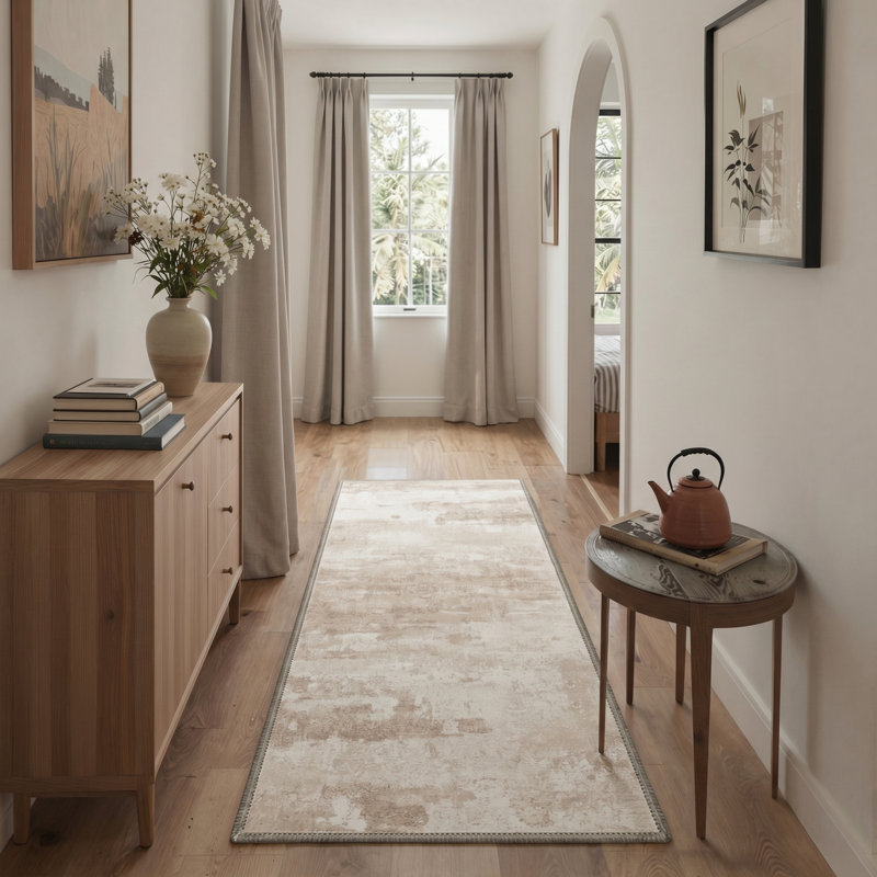 Aura Modern Machine Washable Cashmere Indoor Area Rug With Non-Slip Backing, Runner 2' x 7'
