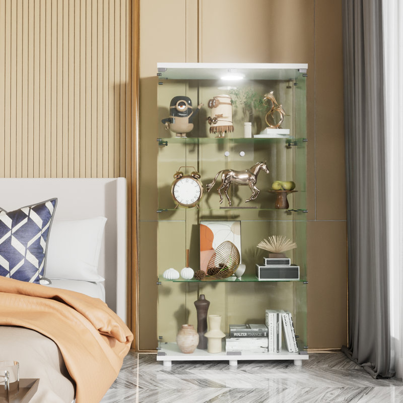 Vitrine à 4 tablettes et porte vitrée Jillion, Blanc