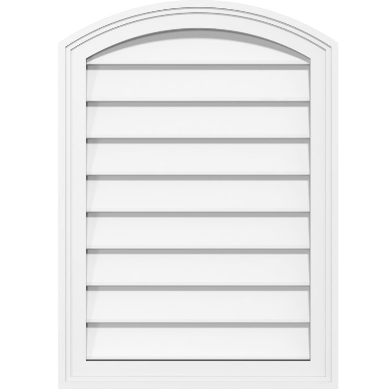 Arch Top Surface Mount Non-Functional Brickmould Frame PVC Gable Vent, 14" H x 16" W