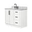 Meuble-lavabo rectangulaire simple décalé à gauche de 43 pouces avec comptoir en marbre blanc de Carrare de 1,5 pouce d'épaisseur.-764080490-764080533