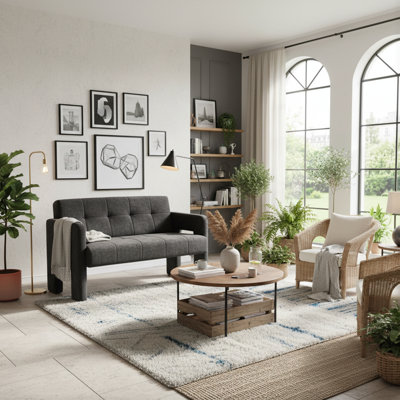 Modern Double Compact Upholstered Sofa