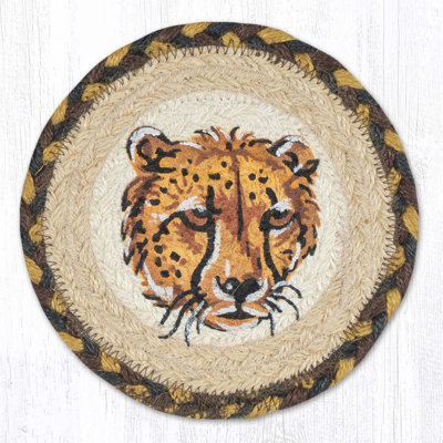  Rustic Farmhouse 7" H Coaster with Running Cheetah Wildlife Pattern