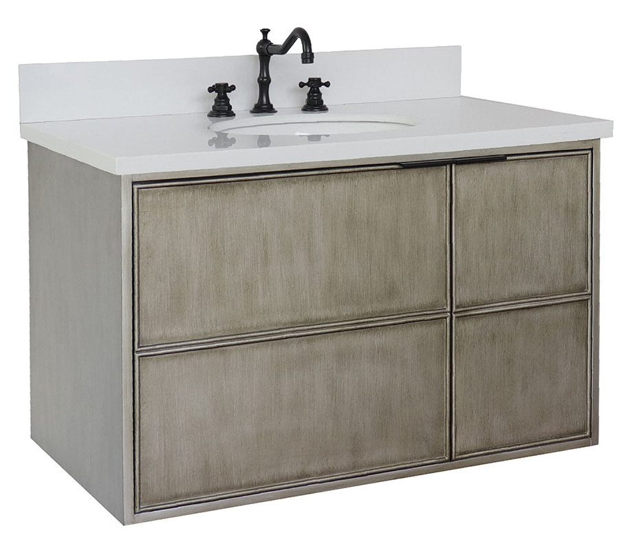 Meuble-Lavabo Mural 48po Noyer avec Comptor de Quartz d'ngénere