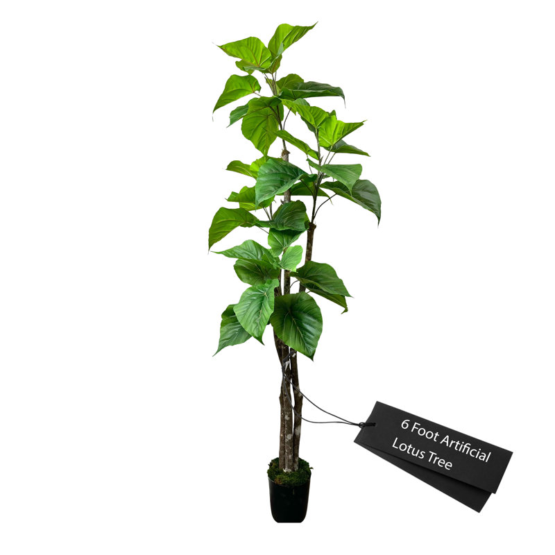 Handmade Artificial 6' Lotus Tree with Real Wood