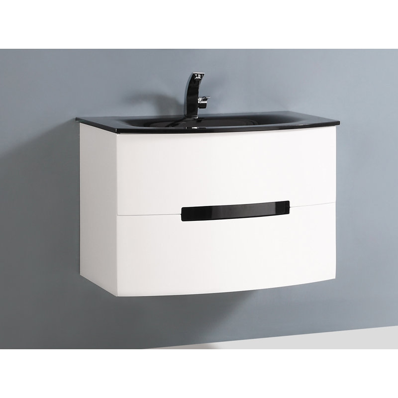 Sandstrom 30 po L x 20 po P 2 tiroirs Meuble-lavabo avec évier simple et Comptoir en Verre
