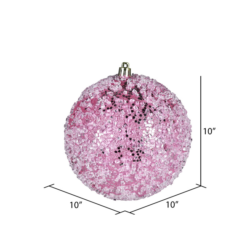 Ornement boule scintillante, H 4,75 po x l 4,75 po x P 4,75 po, Rose, 4