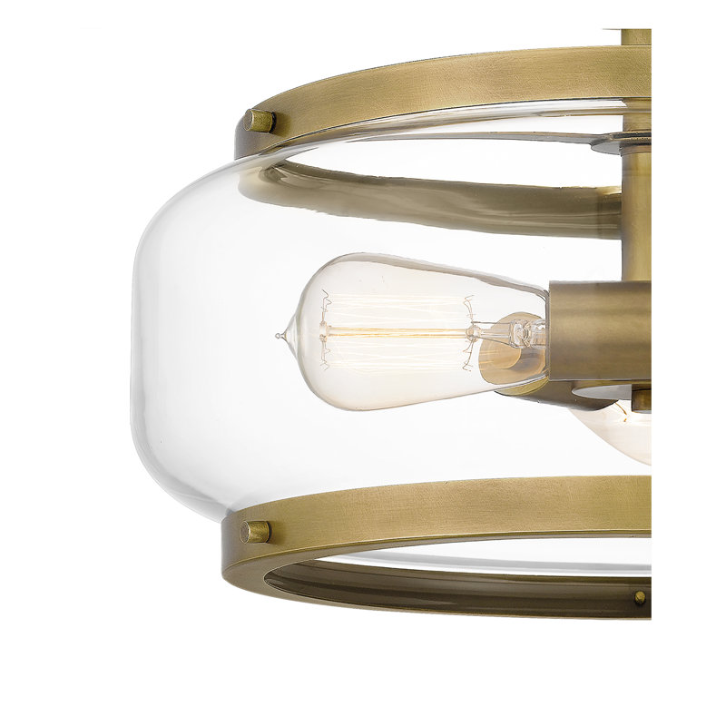 Plafonnier semi-encastré 3 lumières Meranda, Laiton vieilli
