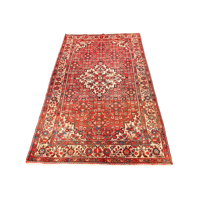 4x7 Red and Ivory Turkish Oushak Rug