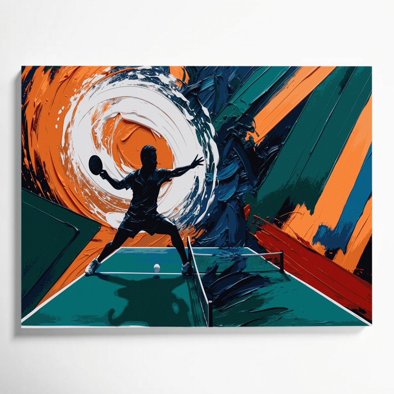 Art sur toile gris Sports Tennis de table, H 11 po x l 14 po