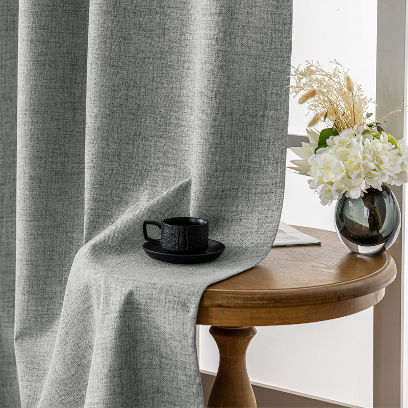 （4pcs）100% Polyester Burlap Blackout Curtains For Bedroom Metal Grommets Curtains 4 Panels Set, 52" W x 63" L, Dark Gray