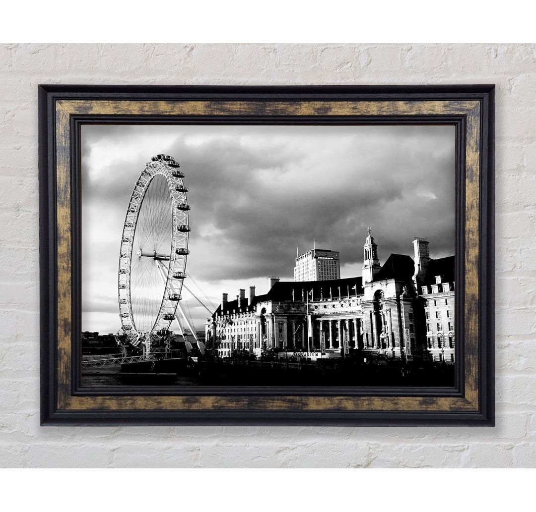 London Eye Clouds B N W - Druck