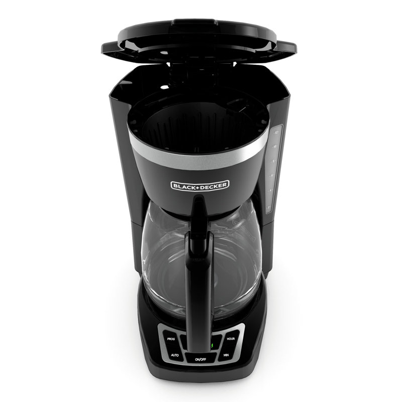 BLACK+DECKER 12-Cup Digital Coffee Maker, Programmable, Washable Basket Filter, Sneak-A-Cup, Auto Brew, Water Window, Keep Hot Plate