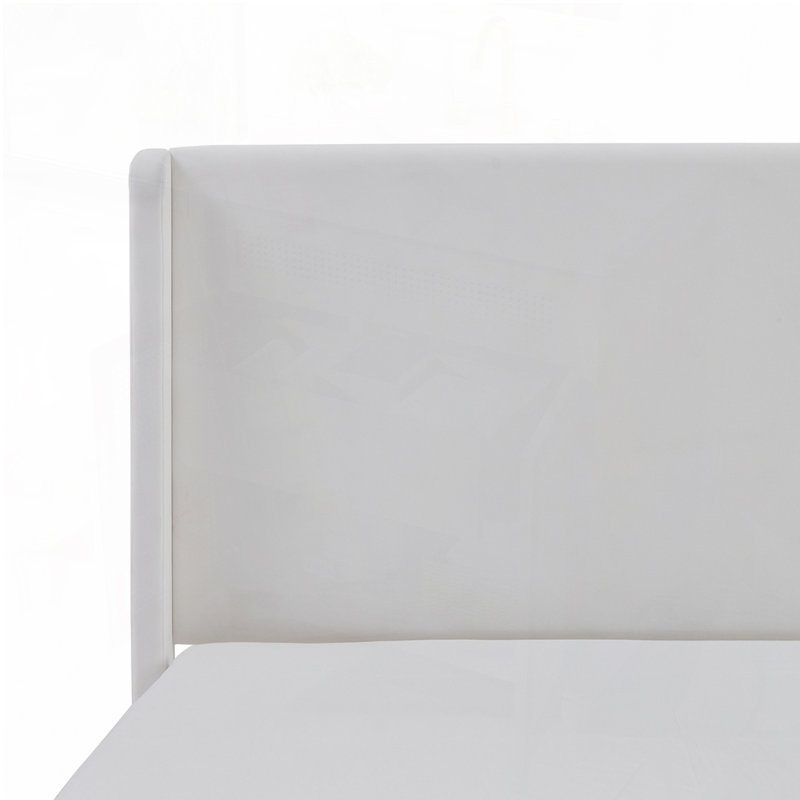 Lit plateforme tapissier avec tête de lit à oreilles Albree Hoppe, Blanc