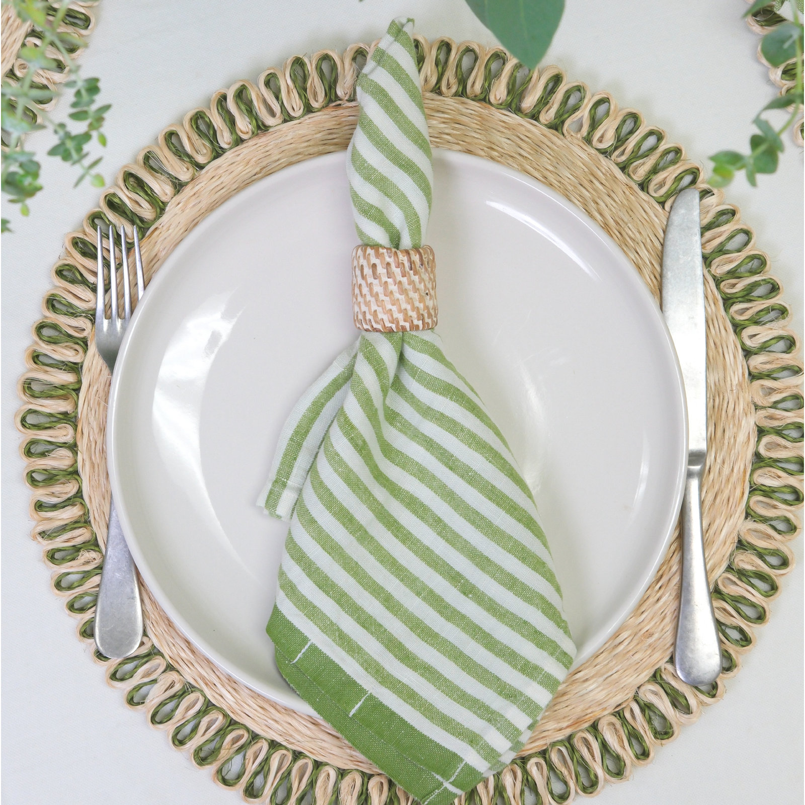 Adamsburg Reversible Linen Napkin, Basil