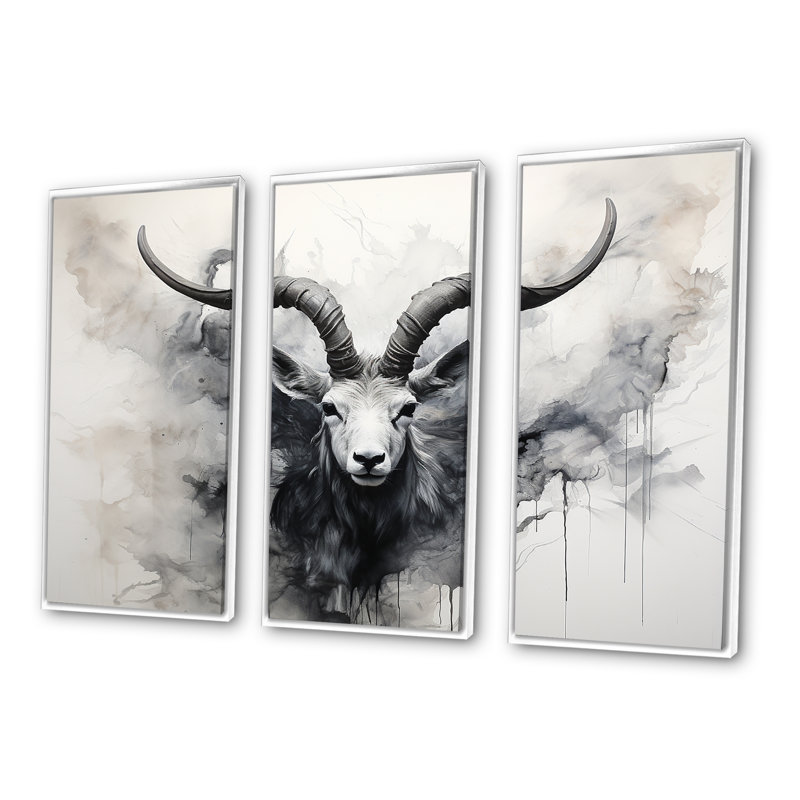 Marcellene - ensemble d'art mural antilope, H 40 po x l 60 po, Cadre flottant blanc