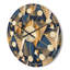 Cubes dorés et bleus - Horloge murale Mid-Century-63893352