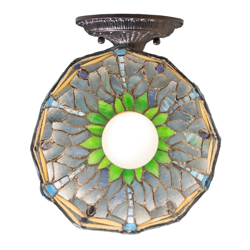 1 - Light Armed Sconce, Blue/Green/Beige